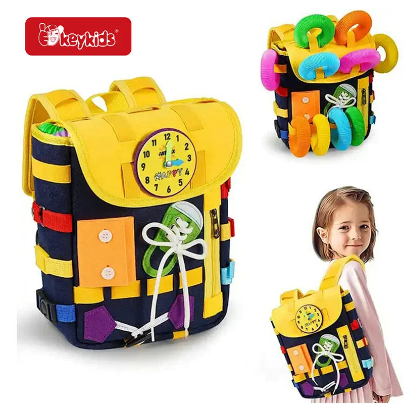 Hot Sale Early Learning Activities Toy Felt Busy Board Backpack For Kids W12D502